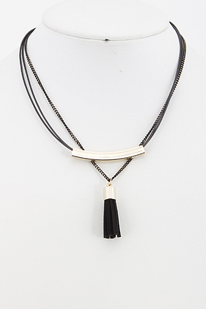Layered Necklace with Tassel Charm Detail 5JBF2